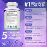 Collagen Péptidos Toplux 1800 mg 90 Cápsulas - 5 Tipos de Colágeno en un solo Producto